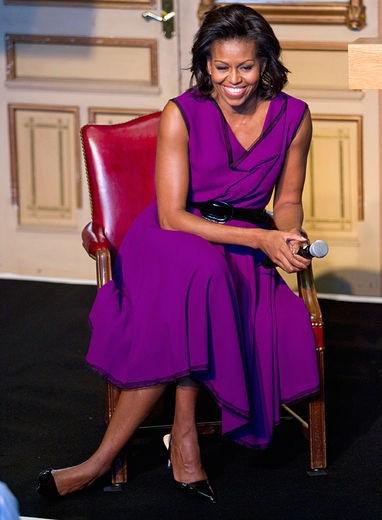 Happy Birthday to our lovely Michelle Obama! Looking mighty queenly in that purple dress!  