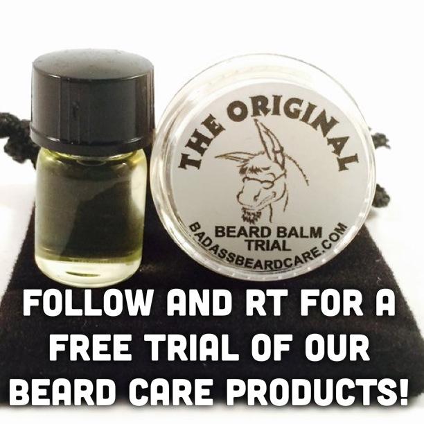 badassbeardcare's tweet photo. Get your FREE trial and discover the difference with our Badass Beard Care products! Follow/RT, then DM us for yours! http://t.co/KtdFBrZWFZ