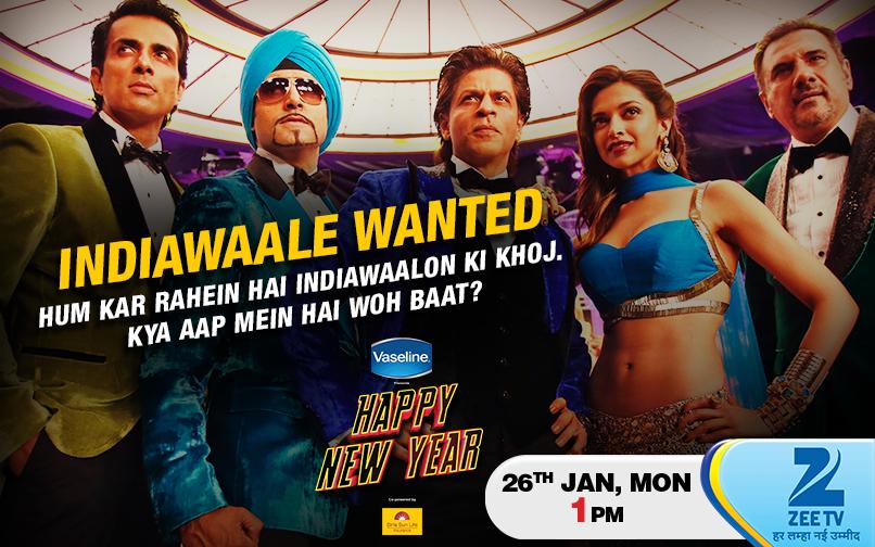 ShahRukhKhan_FC's tweet photo. #IndiaWaale WANTED . 

DON't MISS WORLD TV PREMIERE OF #HNY on @ZeeTV ►► 26th Jan , 1 Pm IST ║ #HNYonZeeTV @iamsrk http://t.co/TTiANvxH6Y