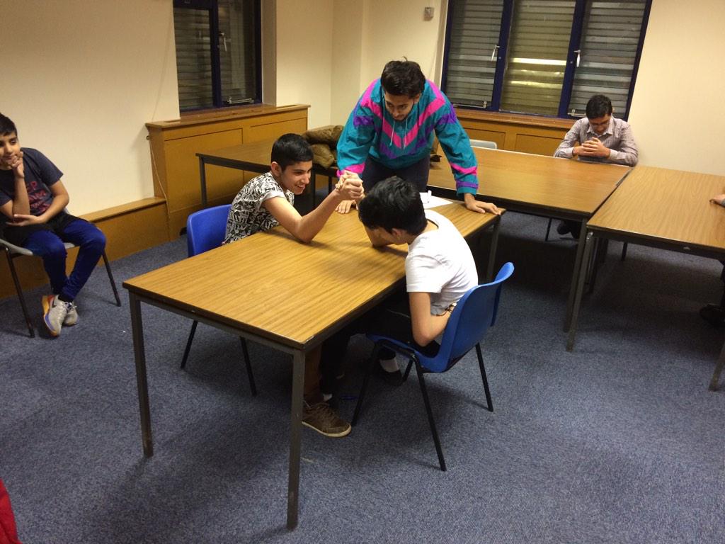 Arm wrestling in progress. Atfal Ijtema Stevenage <a href="/MKA_Herts/">AMYA Hertfordshire</a> <a href="/AtfalUK/">MAA Atfal UK</a>