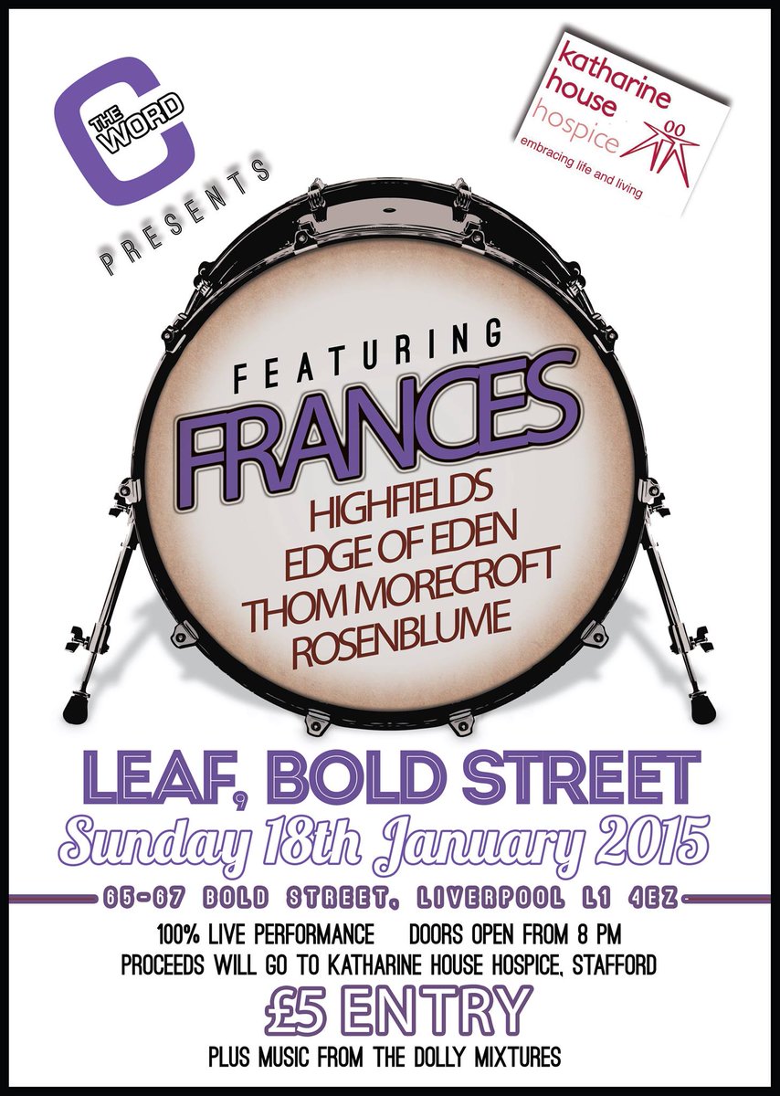 CurrieRadioShow's tweet photo. TONIGHT @ Leaf on Bold St Lpool -  C-Word feat Frances + @thommorecroft + @highfieldsband + @RosenblumeMusic + more http://t.co/1yj0bTHF79