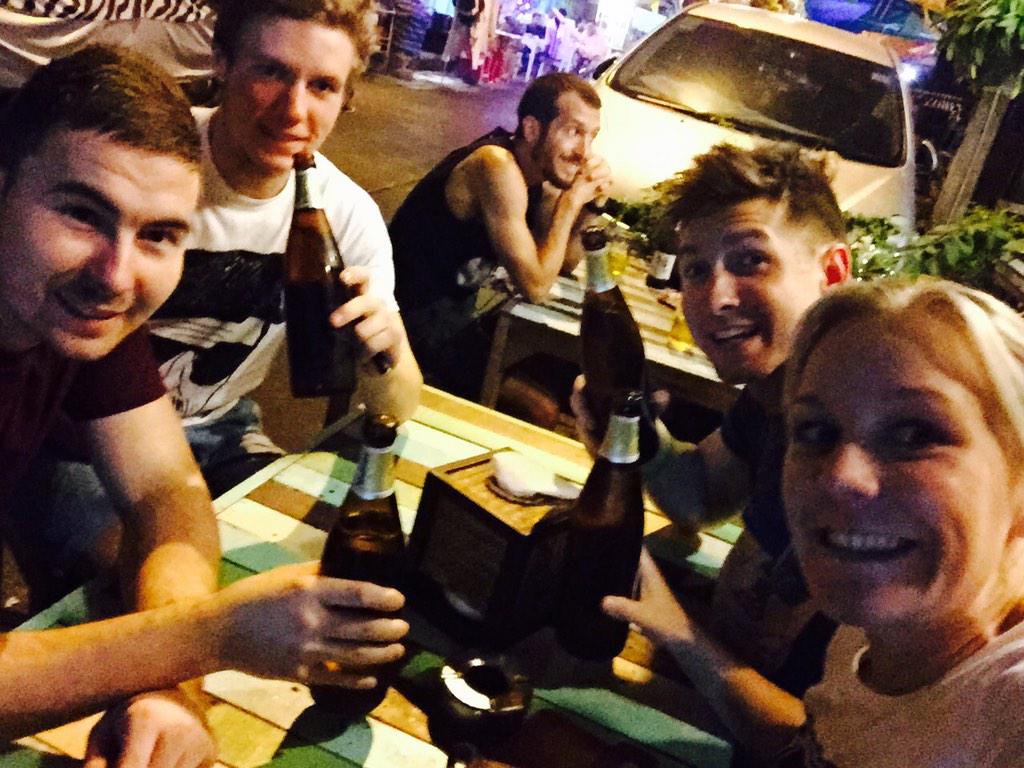 First beer after 14 hours of planes. #bangkok #beer we are all safe <a href="/JackieGrimley/">Jac</a> <a href="/HollyFranks/">Mrs Holly Skinner</a>