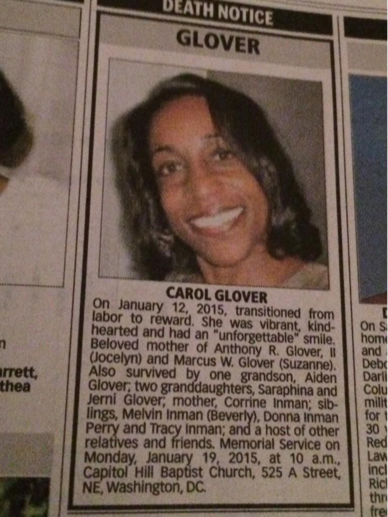 suraechinn's tweet photo. #CarolGlover obit in same #Wapo Metro section as @wmata apology to #Metro riders #sorrydoesn'tcutit #showus @wusa9 http://t.co/VBRCkkvrIm