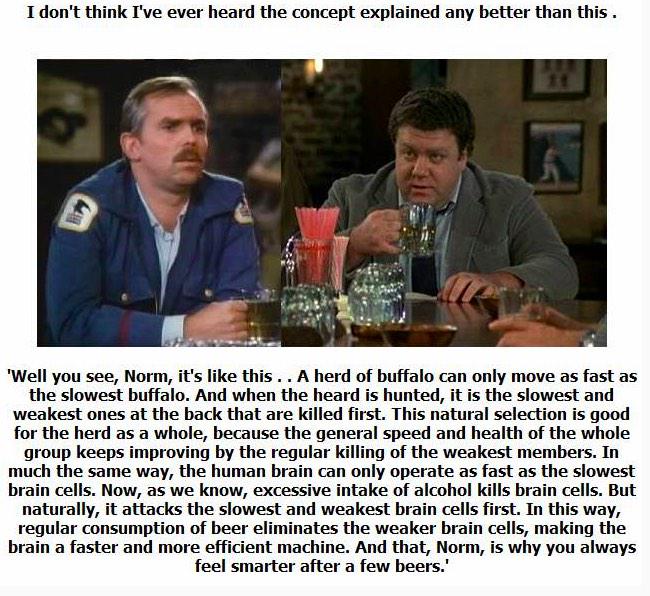 RabbiWolpe's tweet photo. 'Cheers' evolutionary explanation for why drinking makes you smarter. http://t.co/9smTyruBKz