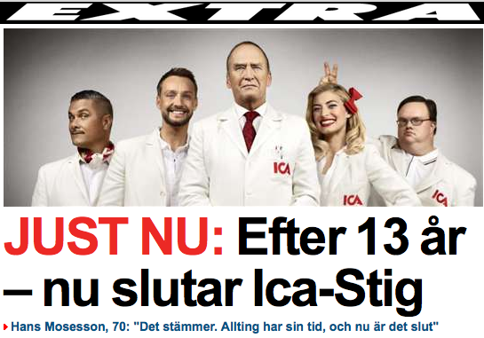 fridaboisen's tweet photo. GT AVSLÖJAR: Efter 13 år som Ica-Stig med hela svenska folket – nu slutar Hans Mosesson, 70. http://t.co/HGHZt7F9Y2 http://t.co/KquaaRVy4e