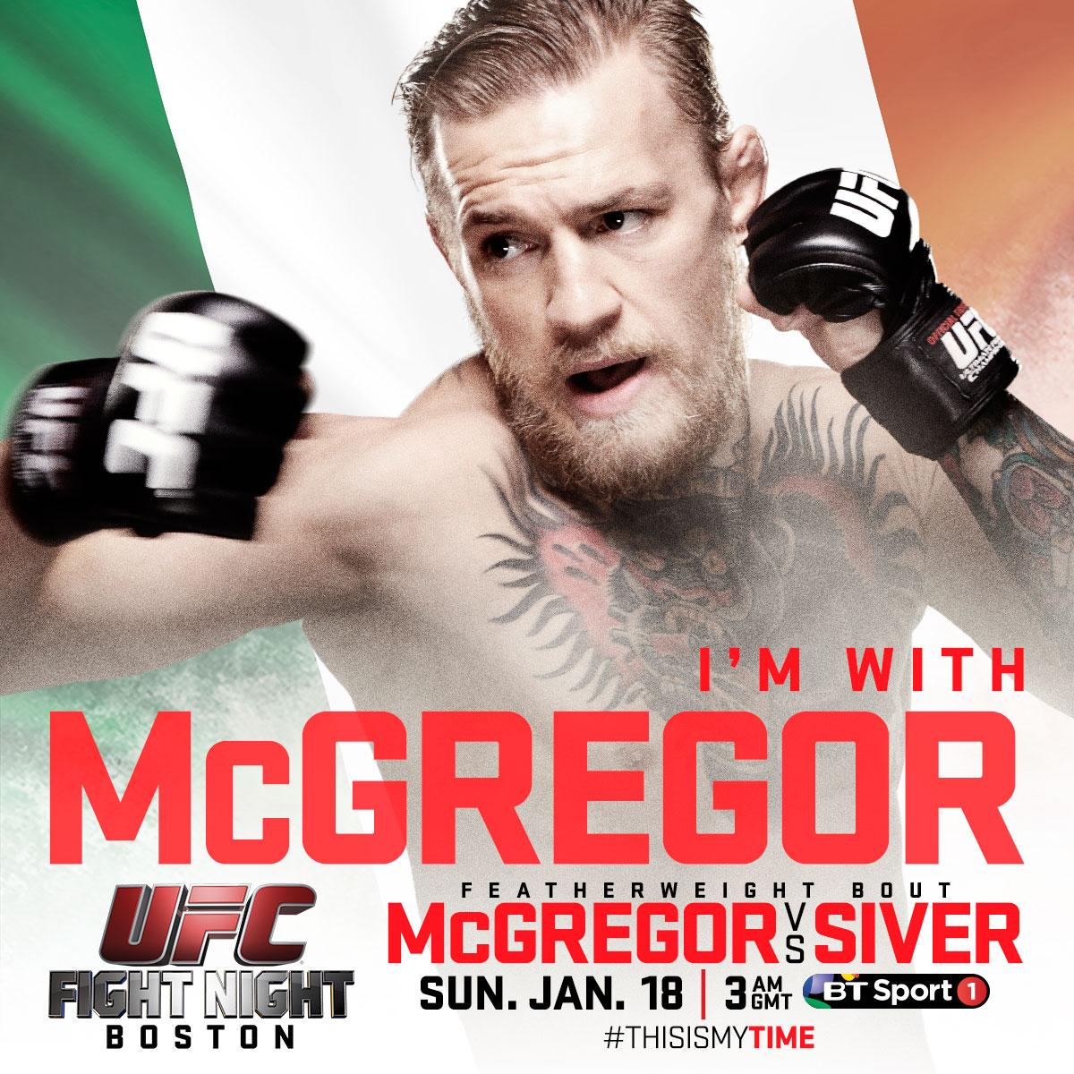 UFCEurope's tweet photo. Retweet if you're supporting @TheNotoriousMMA at #UFCBoston tonight on BT Sport 1. http://t.co/xzrCZkOnaW