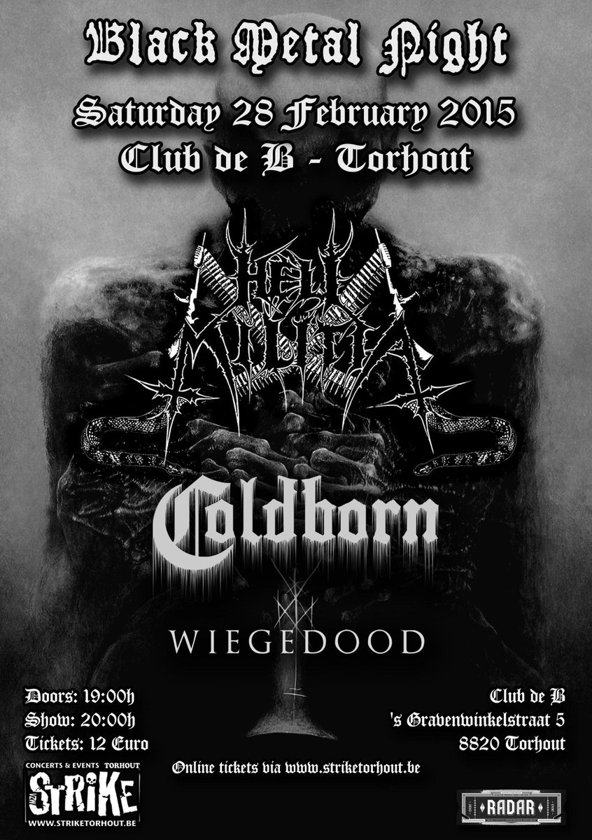StrikeTorhout's tweet photo. zaterdag 28/02/2014
Black Metal Night in Club de B http://t.co/v2YhWjVlid