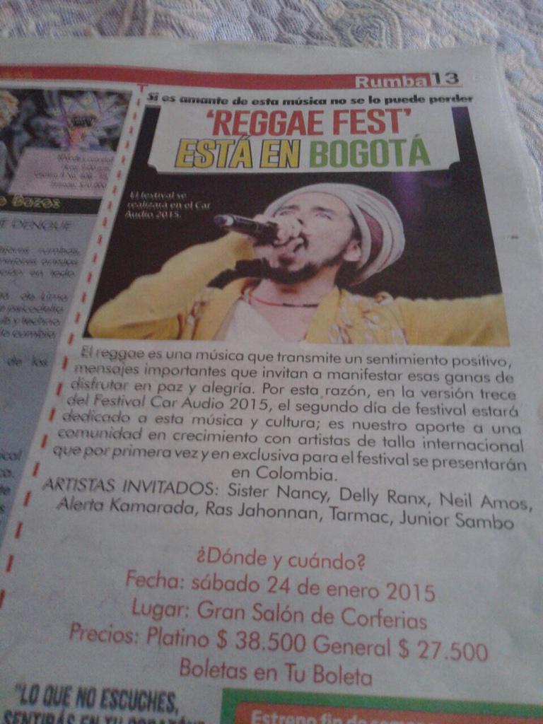 javieralerta's tweet photo. @sonidocolombia 24 de enero #CarAudioReggaeFest en CORFERIAS boletería en Casa Babylon y Tu Boleta precio $25mil http://t.co/3m69yYEkev