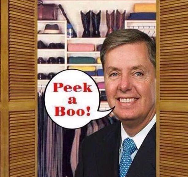 JimmyBear2's tweet photo. Peek
a
Boo!
#MissUniverse
#MissLindseyGrahamKKKracker
#ScarySunday
#RepublicansGoneWild http://t.co/7SsDLywBtr