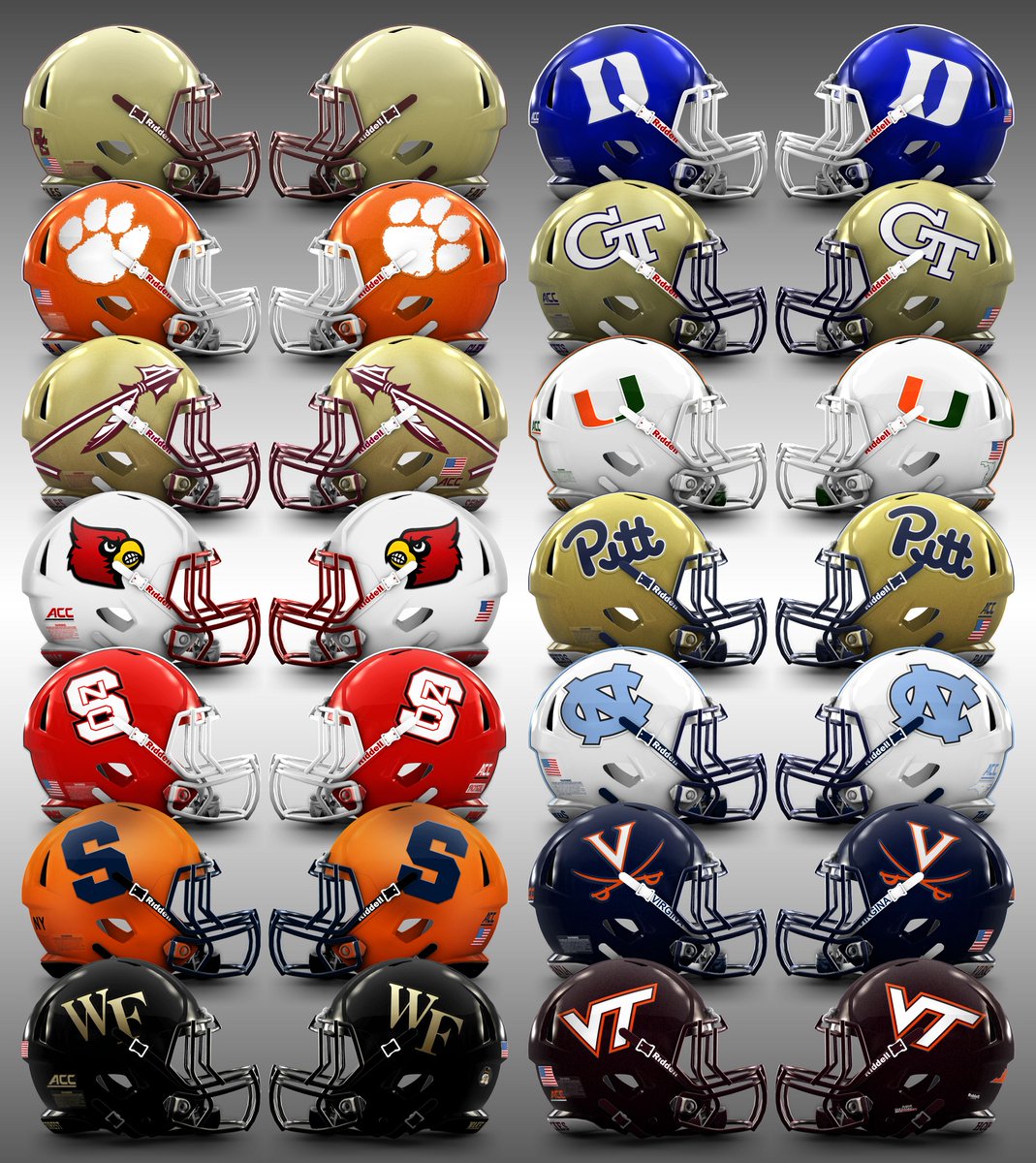 acc football helmet set Finally finished up a new set of ACC football helmets. Every helmet  re-worked. Bring on the 2015 schedule! #Hokies