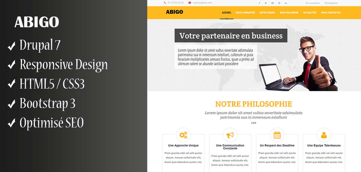 DrupalTemplate's tweet image. ABIGO - Responsive Drupal 7 template drupal-template.com/demo/abigo/