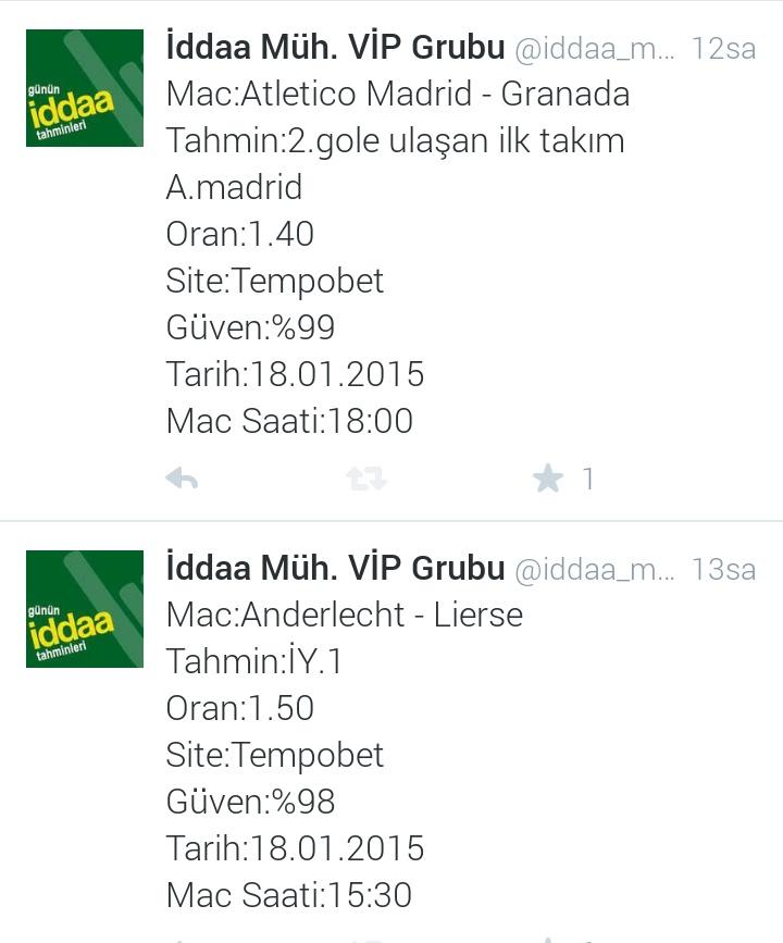 iddaa_muhendisi's tweet photo. 18.01.2015 pazar grupta verdiğimiz tahminler... http://t.co/VmUWmLTFIK