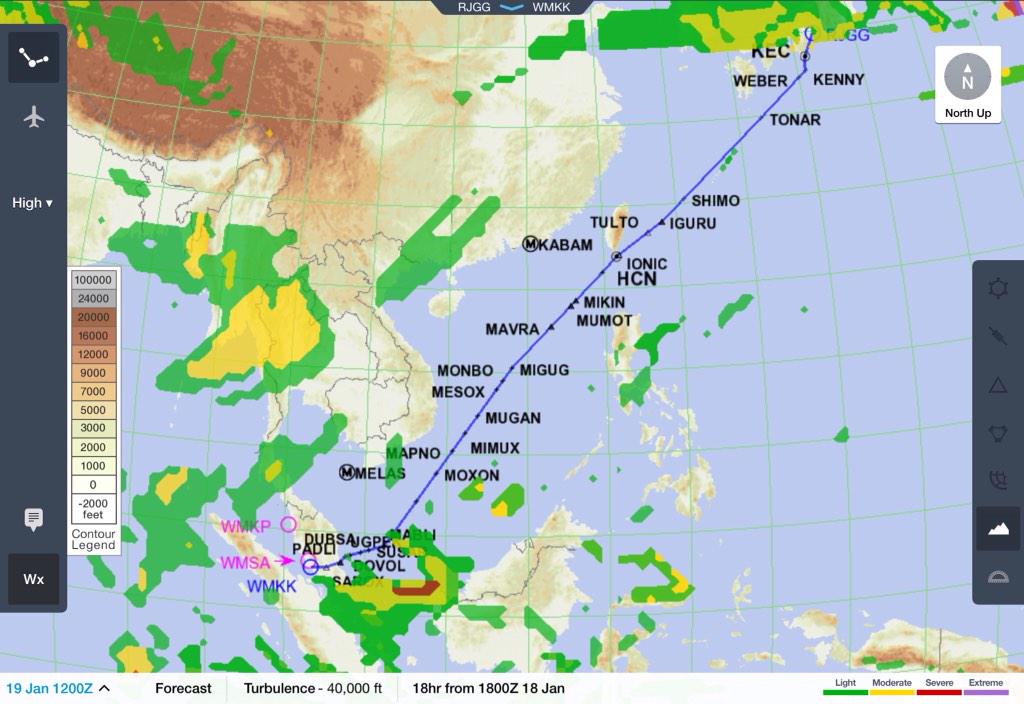 jfkjohan's tweet photo. Operating #AirAsiaX #Flight547. I'm sure you can see where the turbulence should start later. Buckle up! Be safe. http://t.co/U3zNlXiE88