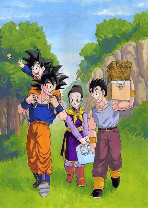 NamekQueen's tweet image. Goku's family, Goku, Gohan, Chi Chi, Goten and Gohan together out to meet us for a picnic to Master Roshi's.