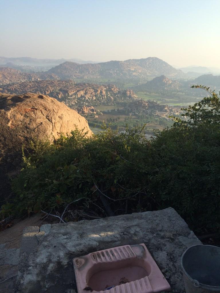 Best toilet view in the world...Yes, I peed here. #India #MonkeyTemple #Hampi