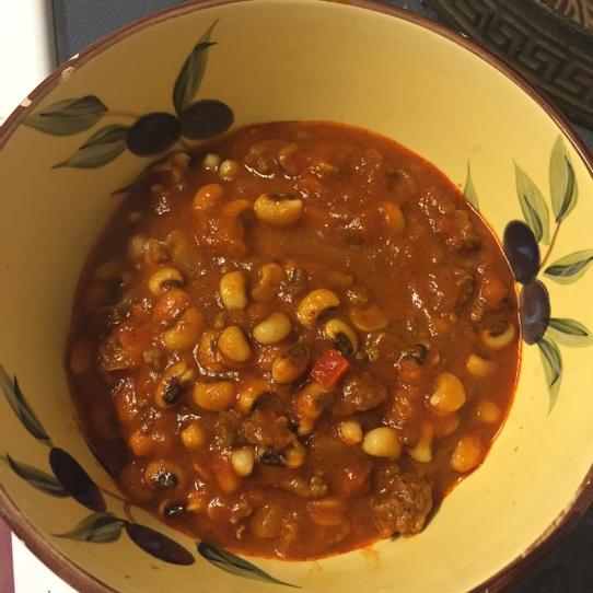 Black-eyed pea chili...much better than it sounds. Recipe in this week's column.
#lessredmeat