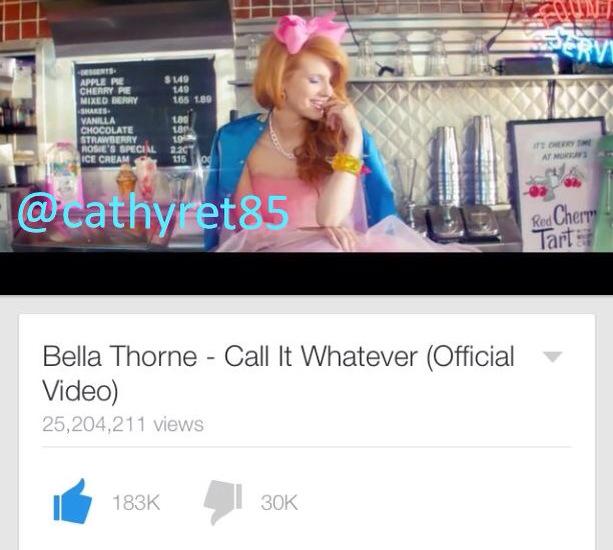 cathyret85's tweet photo. @bellathorne Congrats ON GETTING YOUR MUSIC VIDEO #CallitWhatever 25.2 M VIEWS ON YOUTUBE http://t.co/OmH9e7aNxt 15