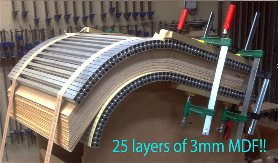 Curvomatic's tweet photo. Prepare for a MASSIVE LAMINATION! 25x3mm MDF with #Curvomatic from David Haddock #mindblown #carpentry #furniture http://t.co/O4lQ36w4b9