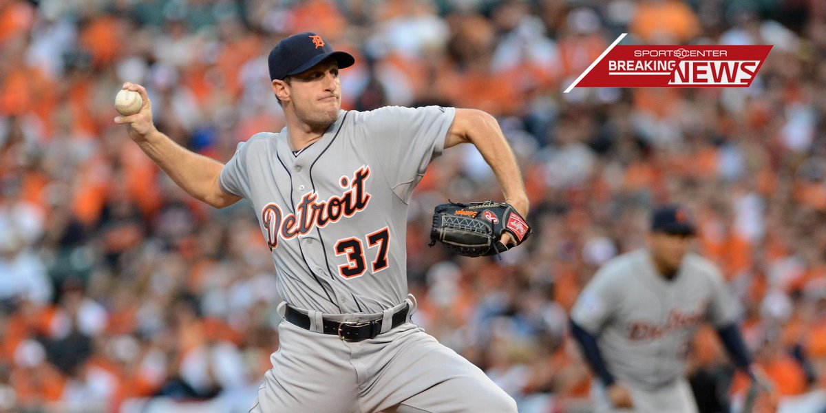 SportsCenter's tweet photo. BREAKING: Max Scherzer agrees to 7-year deal with Washington Nationals. (via multiple reports) http://t.co/JgTg0DJUgF