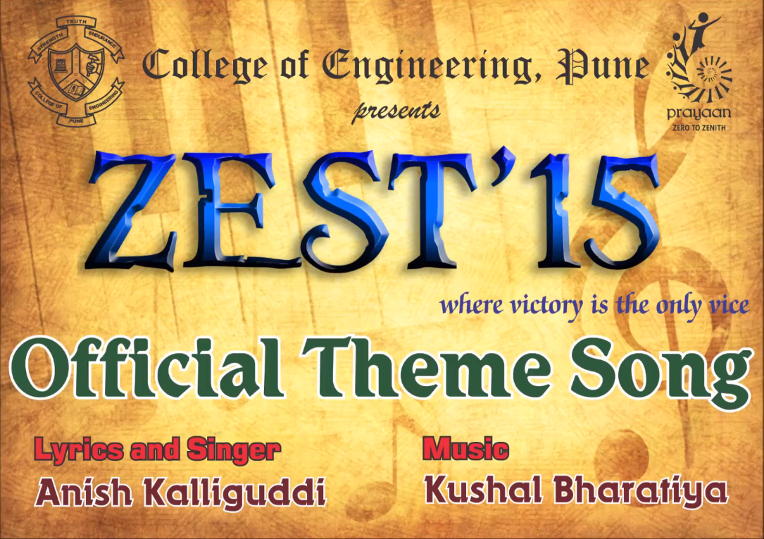 CoepZest's tweet photo. The Official ZEST'15 Theme song is up....!!!
Check it out ! !
http://t.co/pfhtQ612kh http://t.co/XddpdwobOC