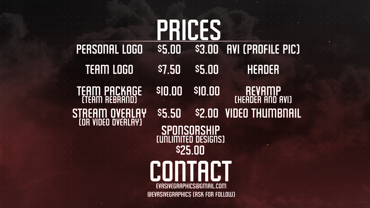 EvasiveGraphics's tweet photo. We are a low price professional design team, we provide logos, social media designs, overlays, and more. Contact us! http://t.co/HI00Zi0mXd