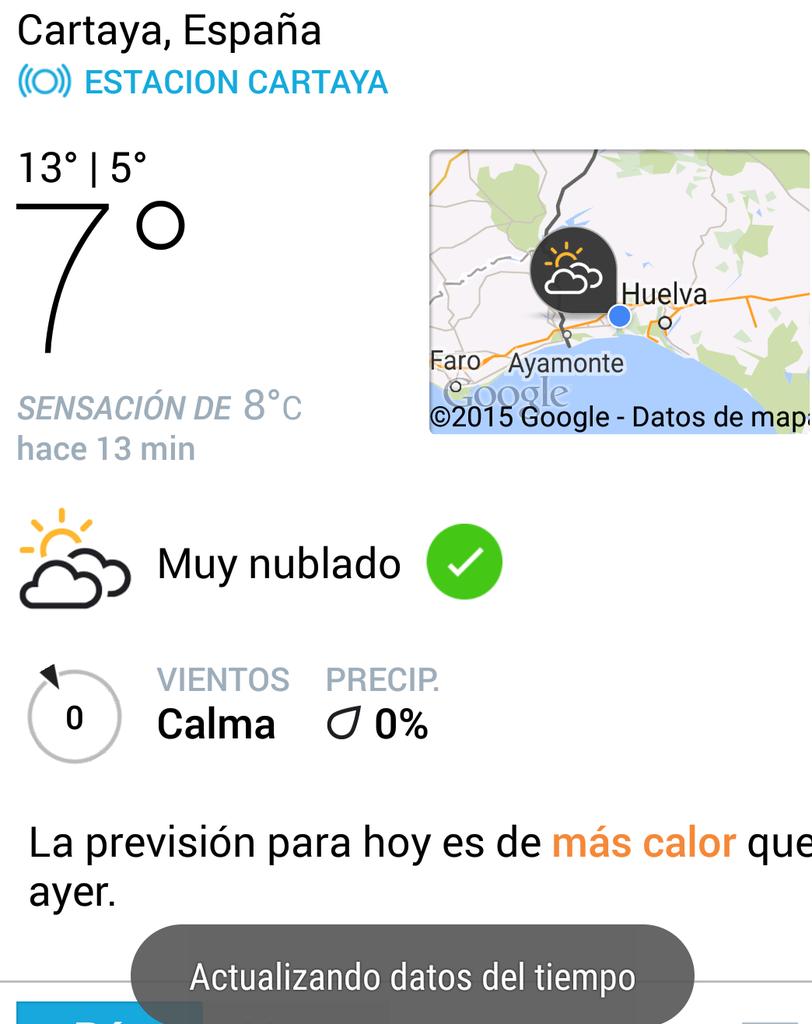 MeteoCartaya's tweet photo. Tiempo actual en cartaya. http://t.co/jSEjYuPPEC