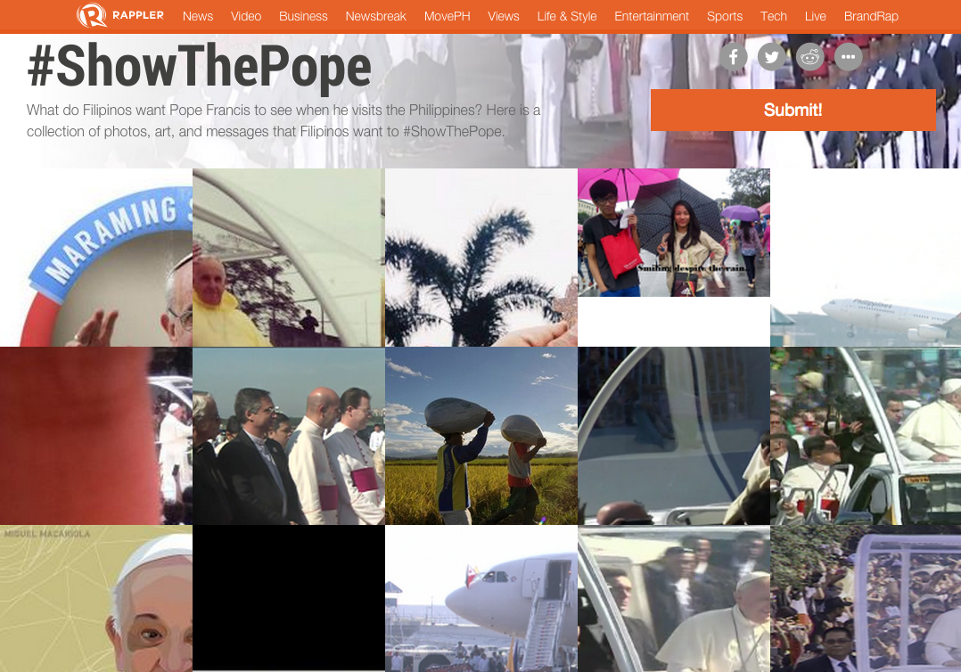 MovePH's tweet photo. Do you have memorable photos to share from the Pope's 5-day visit? Tweet with #ShowThePope! http://t.co/afKCqk1eF9 http://t.co/SgNKS5BEcT