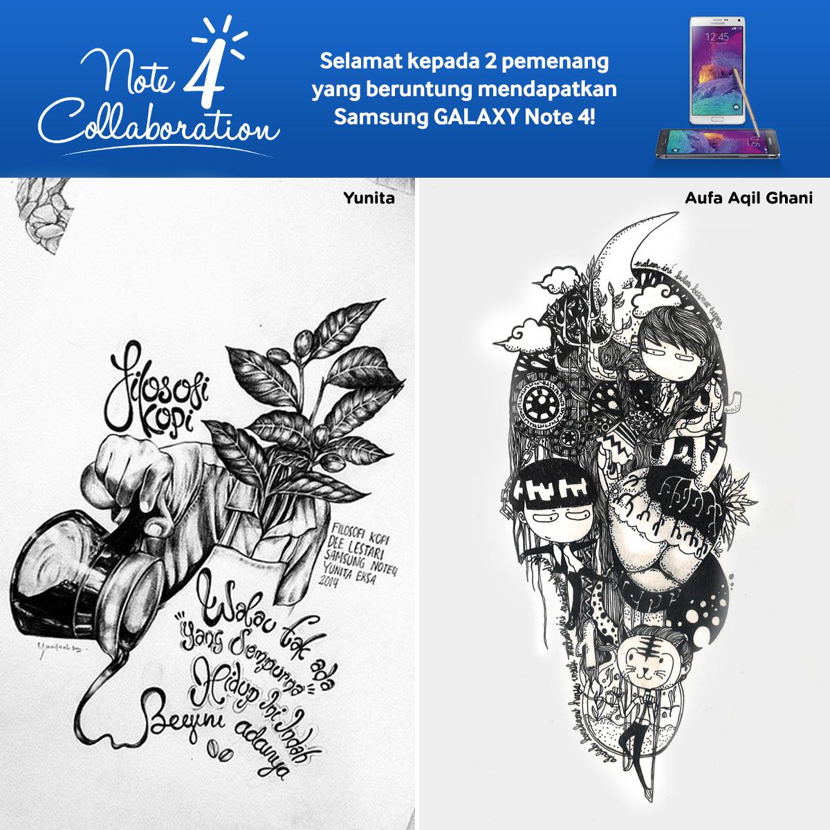samsungID's tweet photo. Selamat kepada @nitayesa @aufaag, yang memenangkan #note4sketch #note4story dari @samsung_ID! Congrats! http://t.co/wJdl50wWWQ