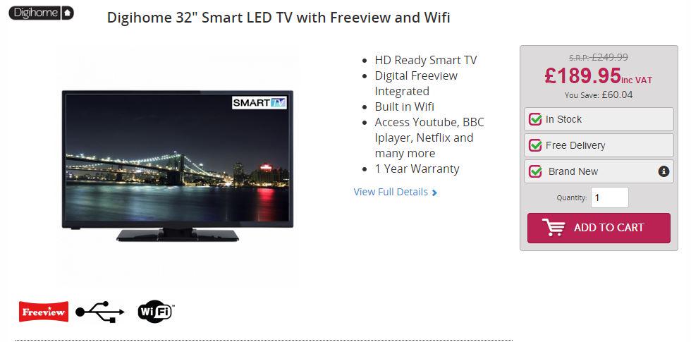 DealBuyer1's tweet image. One of these to pick up a dreadful Monday? #smarttv #builtinwifi