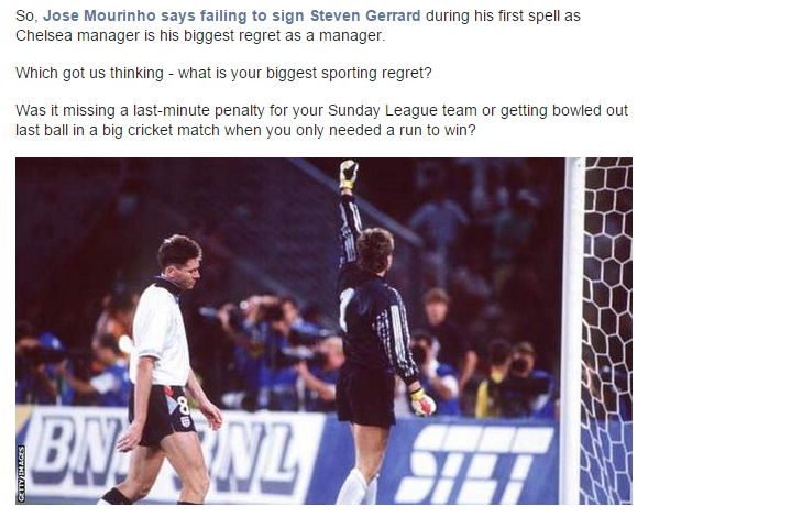 BBCSport's tweet photo. Get involved using #mysportingregret & read other regretful stories here: http://t.co/0JN6uG0Vwe http://t.co/kDNRkOwGGN