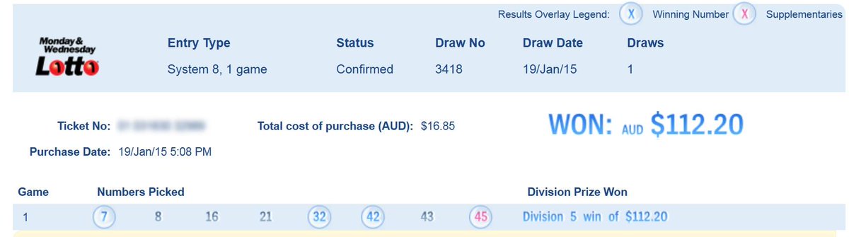 PredictLotto's tweet image. Another success!  Predicted 4 numbers out of 6 and won $112.00.  Two wins this week :-)
predictlottonumbers.com