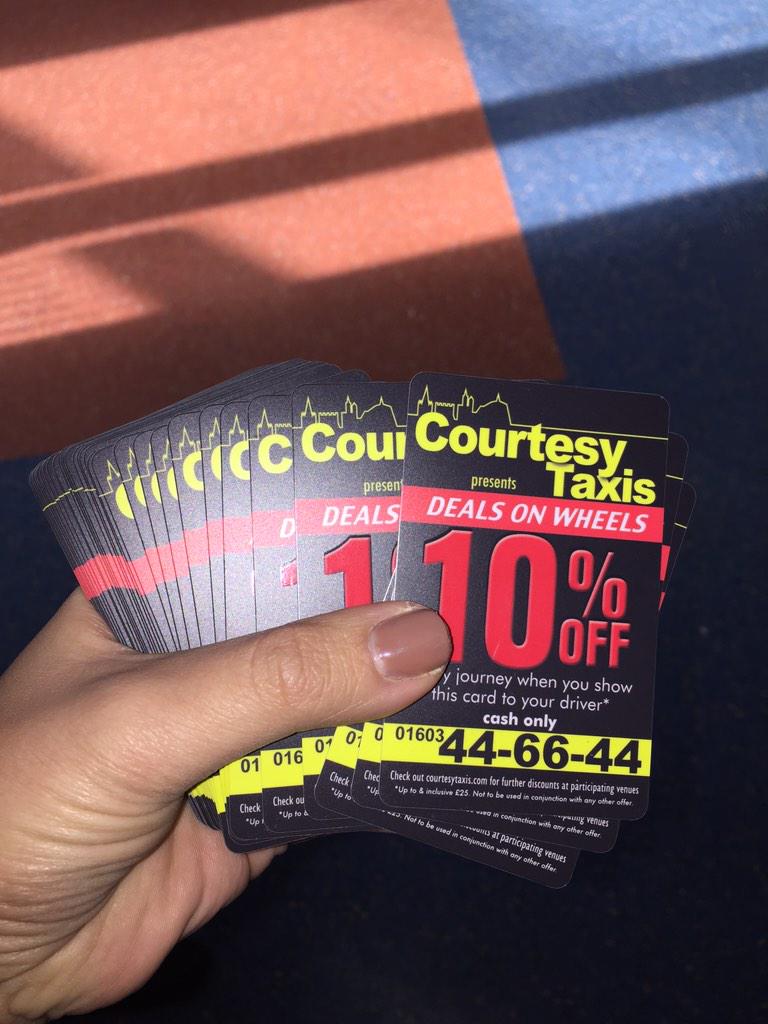 CourtesyTaxis's tweet image. Don’t forget your 10% reusable discount card pop into #CourtesyTaxis …also available from all our drivers!