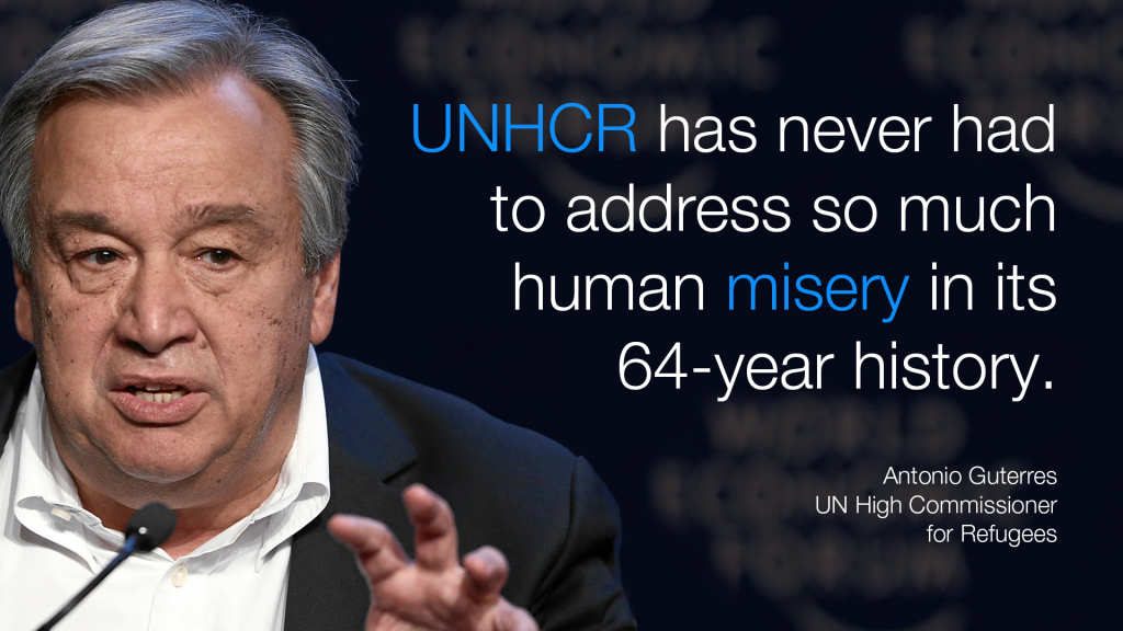 UN's tweet photo. Think the aid system can cope? It can't. @Refugees chief writes ahead of #Davos2015 http://t.co/yAvQF1g3JB  #wef15 http://t.co/WBJyIlRTv6