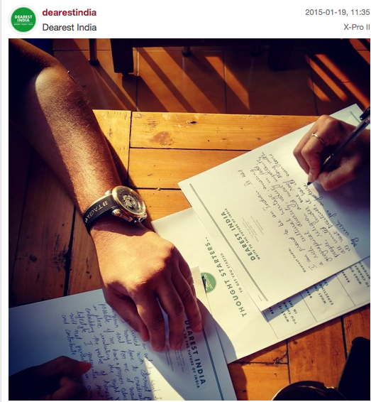 DearestScotland's tweet photo. Lovely images coming from #Mumbai as people write their #dearestindia letters @BrunchNMunch http://t.co/GkVGq98PRP http://t.co/1YwE3uuiNS