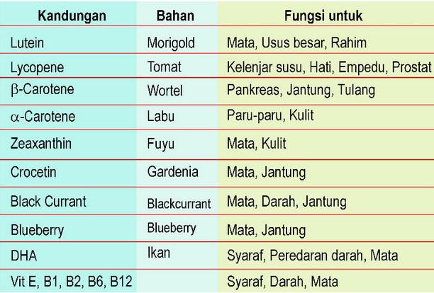 6 Kandungan herbal yang terdapat pada Super lutein Mirtoplus