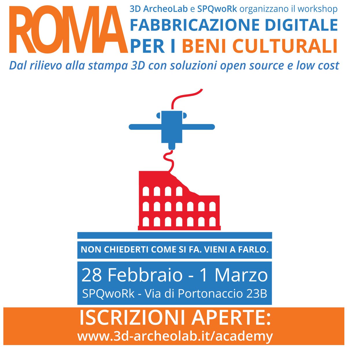 3DArcheoLab's tweet image. Roma, 28/2 @FablabSPQwoRk con il workshop &quot;Fabbricazione Digitale per i Beni Culturali&quot; bit.ly/17YnSw8