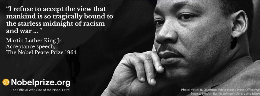 Read or listen to Martin Luther King Jr. #NobelPeacePrize acceptance speech: goo.gl/u0CZ4e #MLKDay2015