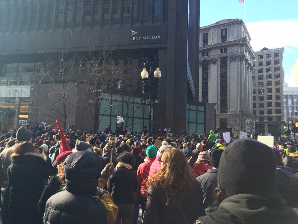 tylerrsmith's tweet photo. Gathering at mlk day protest #BlackLiveMatters #4MileBoston http://t.co/8CQayt0FzM