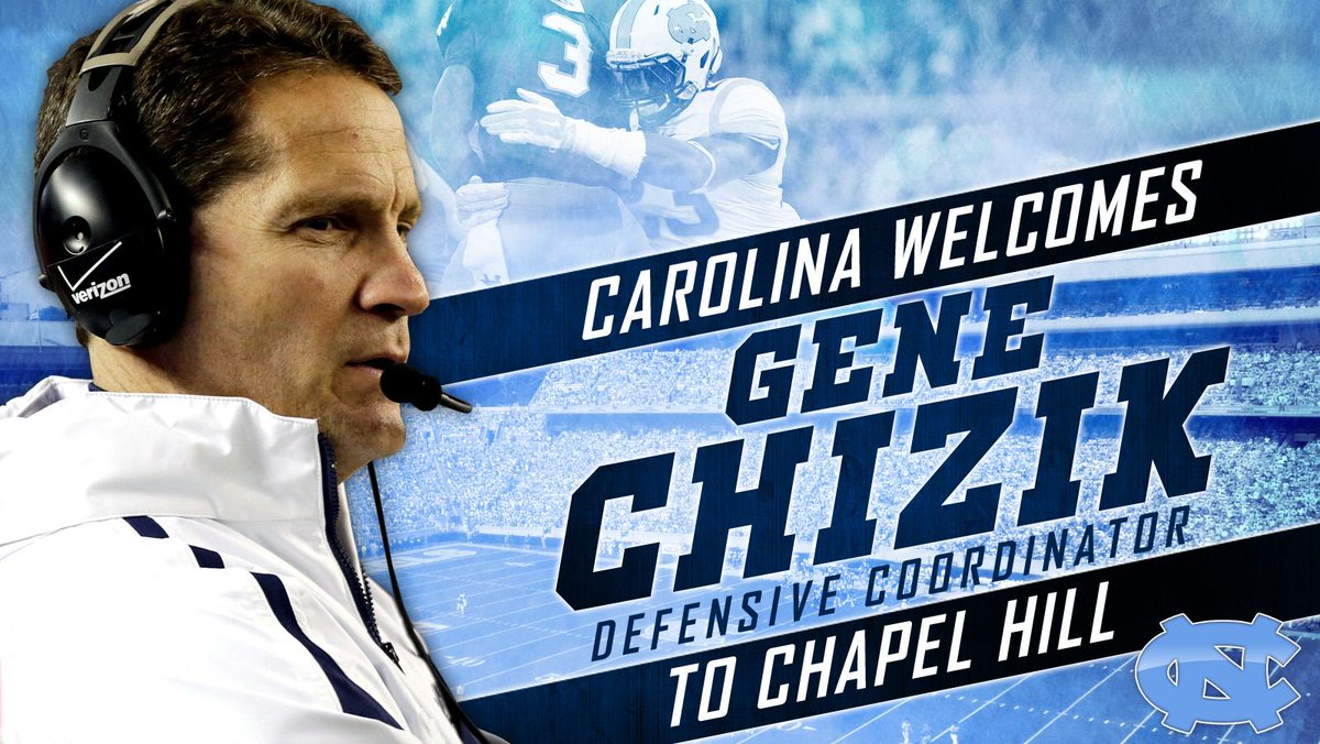 UNCFootball's tweet photo. Gene Chizik named UNC's defensive coordinator.  Welcome to Chapel Hill! http://t.co/dYmguQuHjt http://t.co/YiMxPzoyp3