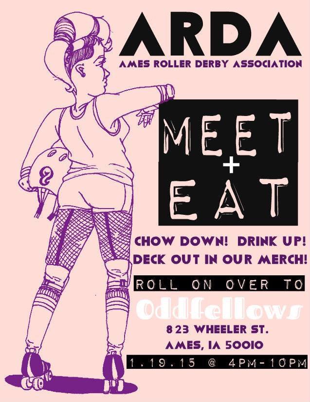 SaiKedout's tweet photo. Monday Fundraiser at @OddfellowsAmes tonight from 4-10pm. 25% of food sales donated to Ames Roller Derby! Come help! http://t.co/dyi9M2fUC8