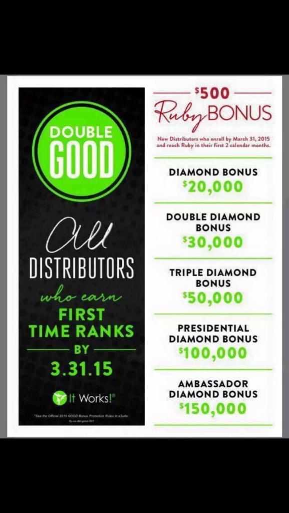 kdenae77's tweet photo. No other company I know does this! The just doubled there bonuses till 3/31!!!! Even one more reason to join!!! http://t.co/1ekS4xvrcQ