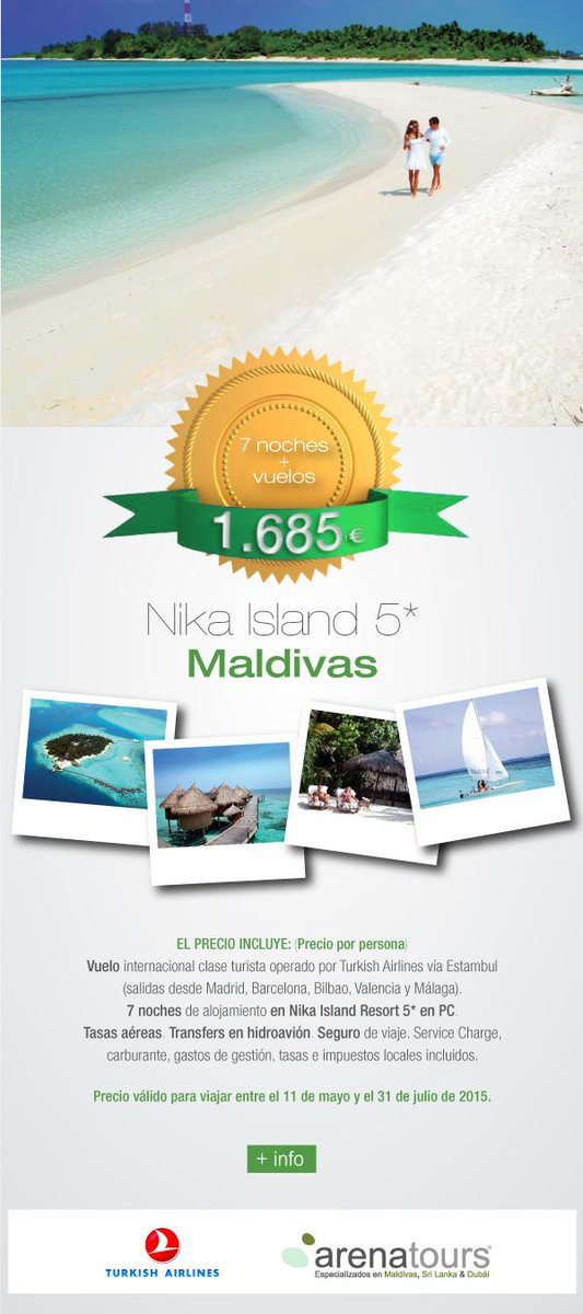 arenatours's tweet photo. #Maldives Esta oferta lo tiene todo, hotelazo 5* en PC (Nika Island), vuelo, transfers, tasas, seguro...y en verano! http://t.co/iJ1w3kF8Sm