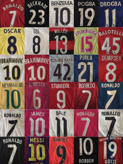 _Gianni's tweet photo. A photo grid of 95% of the jerseys I own 😳❤️ #ilovemycollection http://t.co/kLTvtpAe12