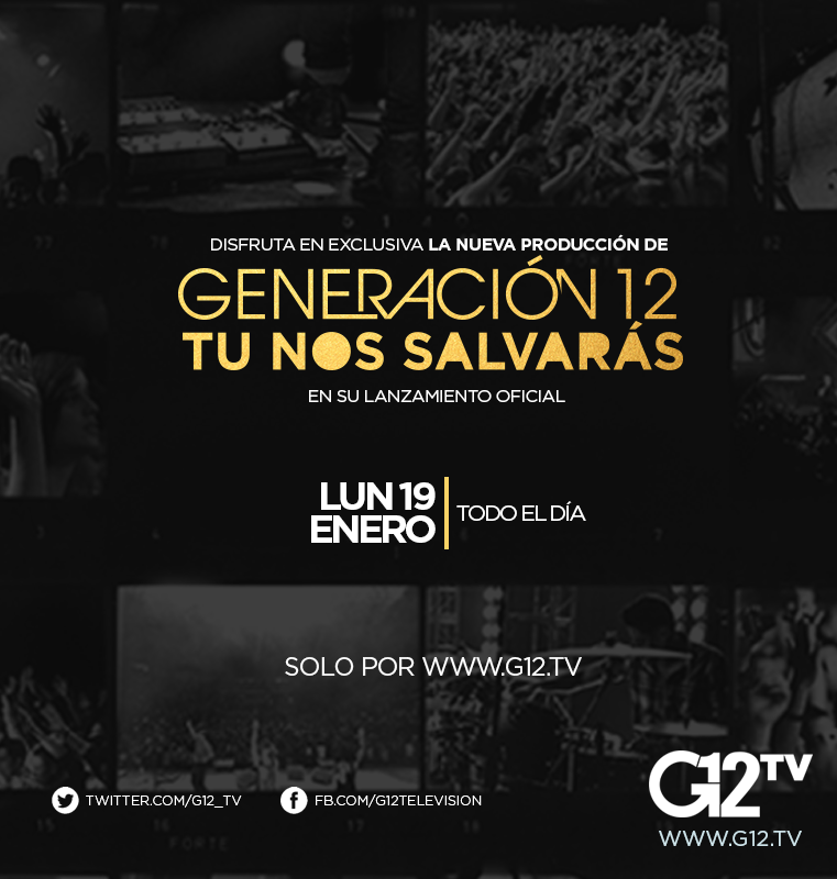 G12TV's tweet photo. Hoy durante todo el Día encuentra en Streaming la Nueva producción de @Generacion_12 solo en #G12tv http://t.co/a9M0te6DId