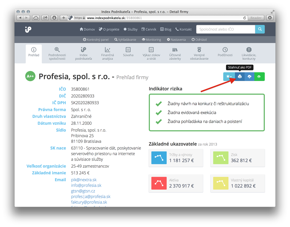 podnikatelsk's tweet photo. Cez IndexPodnikateľa odo dnes môžete stiahnut kompletný detail spoločnosti v PDF a tlačiť ho http://t.co/YDi338A7nI http://t.co/3SElmks3OW