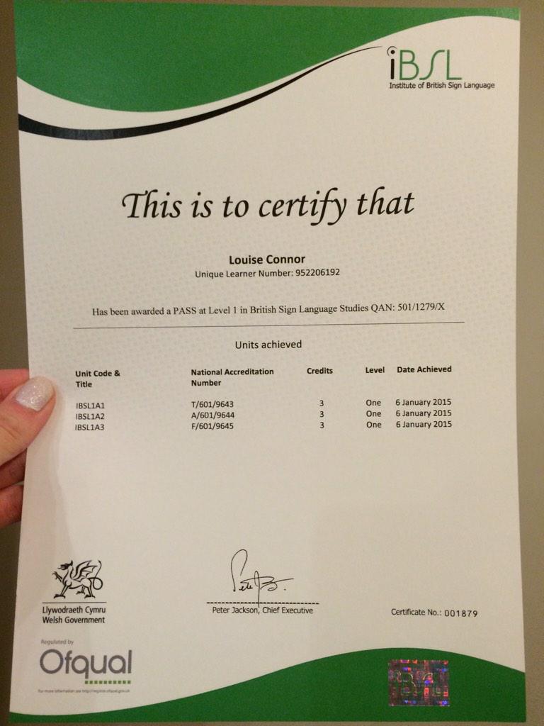 louisemcconnor's tweet photo. Officially qualified in BSL level 1 ๐ #BSL #signlanguage #hardworkpaysoff #mondayclub #bringonlevel2 #proudofmyself ๐ http://t.co/YgEDhzjD6E