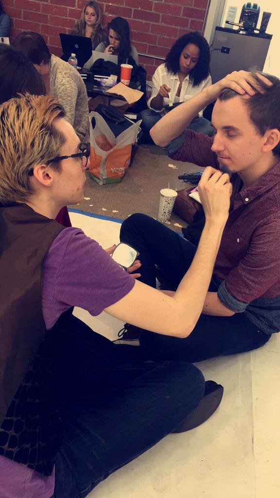Pace_NY2LA's tweet photo. @werk4equality getting @KarlKeasler all dolled up before his shoot! @CTCActing @PacePerfArts #PaceinLA #Coast2Coast http://t.co/HHHVDqJX1k