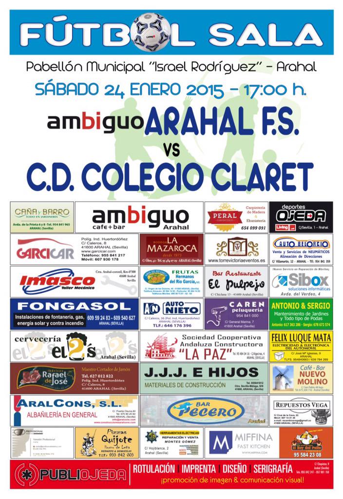 Cartel próximo partido sabado a las 17:00 en el Israel R. <a href="/ambiguocafebar/">ambiguo café+bar®</a> <a href="/deportesojeda/">Deportes OJEDA</a> @Arahal_Informa <a href="/Arahalaldia/">Arahal al Día</a>