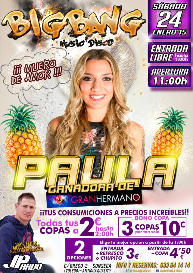 bigbangsonseca's tweet photo. RT Y ENTRA EN EL SORTEO DE 10 COPAS !!GRATIS!! PARA ESTE SÁBADO 24/01/2015 @ PAULA / GRAN HERMANO 15 - BIGBANG DISCO http://t.co/f2aWRG4uEL