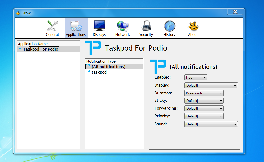 Taskpod's tweet image. Customize the look &amp;amp; feel of desktop notifications for @podio. #Taskpod supports @GrowlMac &amp;amp; Snarl out of the box.